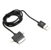 C�ble de Charge USB 3-en-1 - Lightning, 30-Broches, micro-USB - Noir