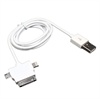 C�ble de Charge USB 3-en-1 - Lightning, 30-Broches, micro-USB - Blanc