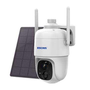 ESCAM G24 H.265 3MP Full HD AI Identify Camera with Solar Panel PIR Alarm Camera WiFi Built-In Battery (Caméra d\'identification H.265 3MP Full HD avec panneau solaire, alarme PIR et batterie intégrée)