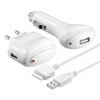 Chargeur Voyage et Chargeur de Voiture pour iPhone, iPod - Blanc 
