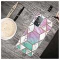 Coque en TPU Samsung Galaxy A32 (4G) Marble Pattern - Rose / Cyan