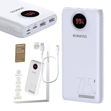 Romoss SW20PF Power Bank 20000mAh/22.5W - USB-C, 2xUSB-A - Blanc