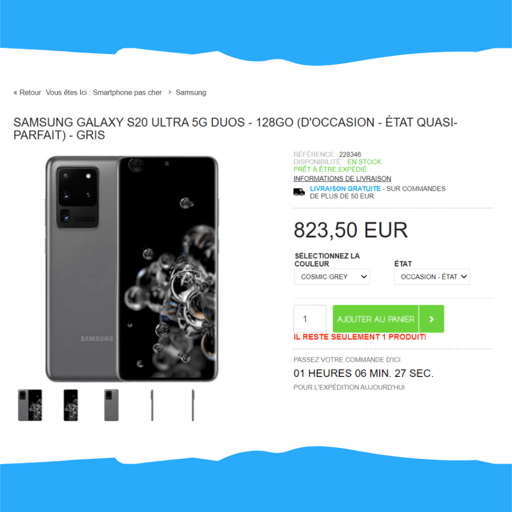 Téléphone d'occaasion - État quasi-parfait