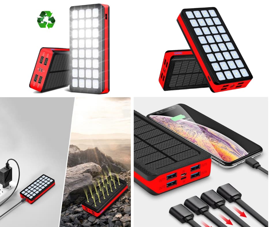 Chargeur solaire Psooo PS-900 Chargeur solaire Psooo PS-900 noir et rouge