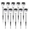 10 paquets de lampes solaires LED en acier inoxydable pour chemins - blanc froid