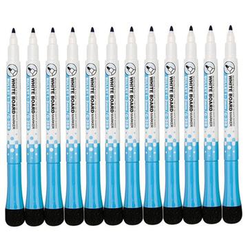 Paquet de 12 marqueurs pour tableau blanc avec gomme