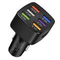 Multi-Port Rapide Chargeur de Voiture BK-360 - 6xUSB-A, 15A - Noir