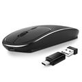 Souris optique sans fil 2.4G rechargeable en alliage d'aluminium avec adaptateur Type-C pour ordinateur de bureau - Noir