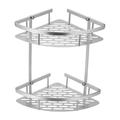 Etagère d'angle en aluminium à 2 niveaux pour salle de bain - 34.5cm
