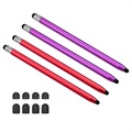 Stylet Capacitif Universel 2-en-1 - 4 Pièces - Rouge / Violet