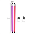 Stylet Capacitif Universel 2-en-1 - 4 Pièces - Rouge / Violet