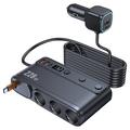 228W Chargeur de voiture 9-en-1 avec chargeur allume-cigare rapide avec interrupteurs indépendants et affichage LED - Noir