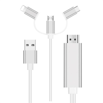 Câble HDMI 3-en-1 - Lightning, USB-C, MicroUSB