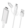 Câble HDMI 3-en-1 - Lightning, USB-C, MicroUSB