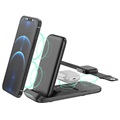 Station de Charge Sans Fil Pliable 3-en-1 HS-V8 - Noir