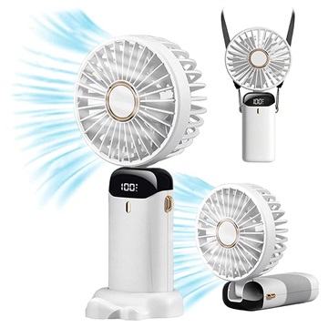 Mini Ventilateur à Col Suspendu Portable 3-en-1 - Blanc