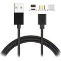 Câble Magnétique 3-en-1 - Lightning, MicroUSB, Type-C - Noir