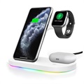 Support de Chargement Sans Fil 3-en-1 pour Apple iPhone, iWatch et AirPods - Blanc