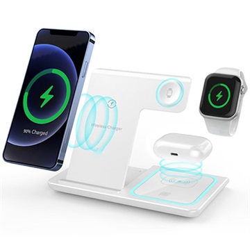 Station de Charge Sans Fil 3-en-1- Apple Watch, iPhone, AirPods - Blanc