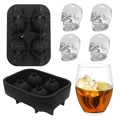 Moule à Glaçons en Forme de Crâne en Silicone 3D - Noir