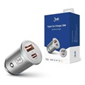 Chargeur de voiture 3MK 30W - USB-C PC3.0, USB-A QC4.0 - Argent