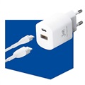 Chargeur Rapide 3MK HyperCharger 20W - USB-C, USB-A - Blanc