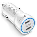 Chargeur de voiture rapide USB-C PD 40W avec anneau lumineux LED - Blanc