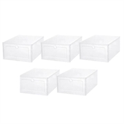 5 Pcs. Boîtes à chaussures en plastique / Boîtes à baskets (Emballage ouvert - Bulk) - Transparente