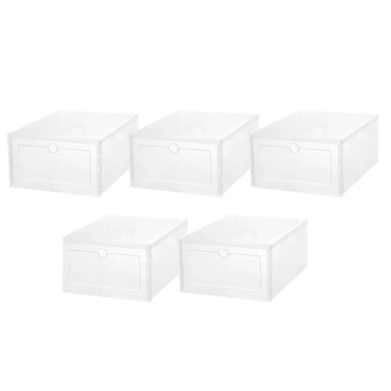 5 Pcs. Boîtes à chaussures en plastique / Boîtes à baskets (Emballage ouvert - Bulk) - Transparente