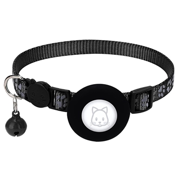 Étui en Silicone Apple AirTag avec Collier Réfléchissant pour Animal de Compagnie - Noir