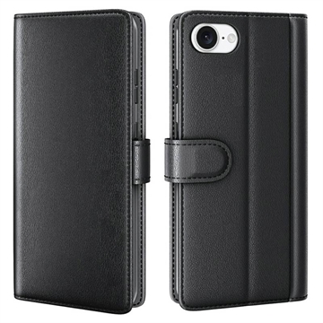 Étui Portefeuille iPhone 16e en Cuir avec Béquille - Noir