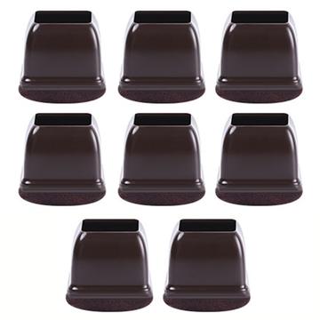 8 Pcs. Housses de pieds de chaises carrées avec feutre - M - Café