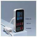 Chargeur Voiture avec 9 Ports et Écran LCD WLX-A9S+ - 7xUSB, QC3.0 USB, PD USB-C - 40W
