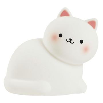 A068 Veilleuse en silicone pour chat mignon avec commande par robinet et RVB - Blanc