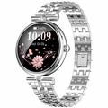 AK73 Montre intelligente pour femmes avec bracelet en acier inoxydable à pierres précieuses - Argent