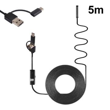 Endoscope USB 5,5 Mm Semi-rigide - Caméra D'inspection 720P étanche IP67 - Compatible Android, Windows - Câble 1 M