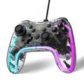 AOLION Pour Nintendo Switch Ordinateur Manette de jeu filaire transparente et lumineuse RGB