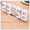 Horloge Électrique Numérique à Lumière LED 3D Réglable - Blanc