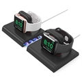 Support de Charge Double Apple Watch Series Ultra/8/SE (2022)/7/SE/6/5/4/3/2/1 Ahastyle PT117-2 - Noir