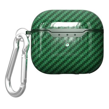 Étui AirPods 4 en TPU avec Mousqueton - Fibre de Carbone - Vert