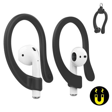 AirPods / AirPods Pro Crochets d\'oreilles magnétiques en silicone - Noir