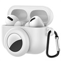 Étui AirPods Pro/AirTag en Silicone avec Mousqueton - Blanc