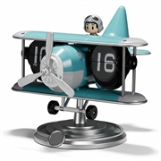 Horloge de bureau à rabat pour avion avec affichage mécanique de l'heure - Bleu