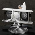 Horloge de bureau à rabat pour avion avec affichage mécanique de l'heure - blanc