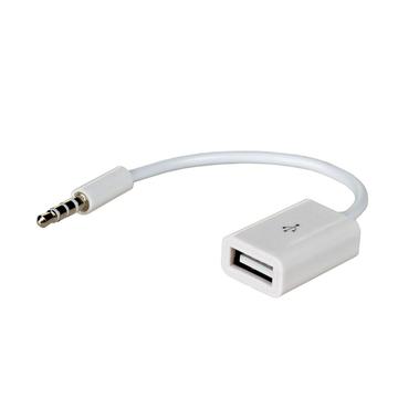 Akyga Adaptateur USB vers AUX 15cm - USB-A Femelle/3.5mm Mâle - Blanc