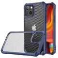 Coque Hybride iPhone 14 Max Antichoc - Fibre de Carbone - Bleue