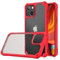 Coque Hybride iPhone 14 Pro Antichoc - Fibre de Carbone - Rouge