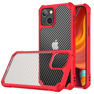 Coque Hybride iPhone 14 Pro Antichoc - Fibre de Carbone - Rouge