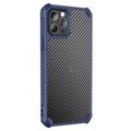 Coque Hybride iPhone 14 Pro Max Antichoc - Fibre de Carbone - Bleue