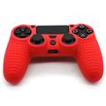 Housse de protection antidérapante en silicone pour manette PS4 - Rouge